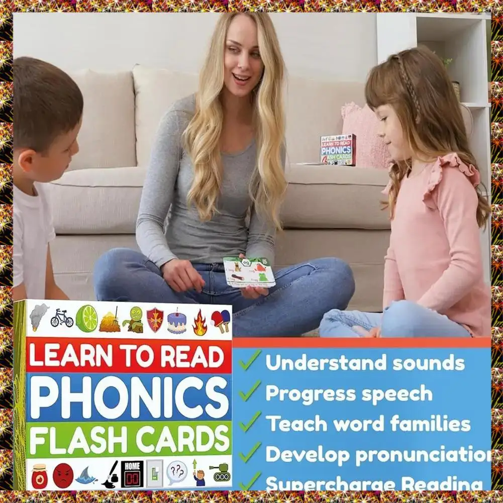 BTCL Phonics Sight Слова Флэш-карты учатся читать Смесь CVC Digraphs Смесь длинных голосовых звуков Игры для первого второго класса