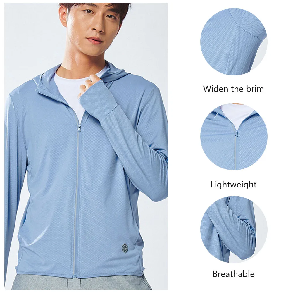 

Sun Protection Clothing UV Hooded Clothes Coats for Men Windbreaker Anti-UV Loose 89% Polyester Fiber Block Man Hoodies