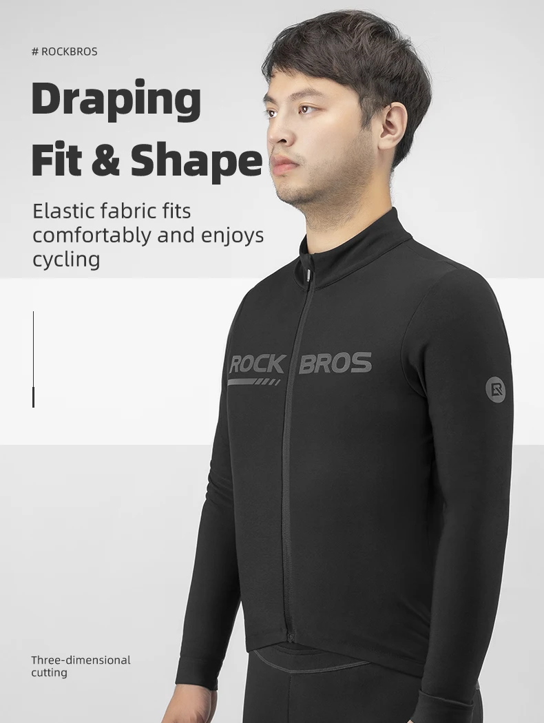 ROCKBROS Fahrradjacken für Herren und Damen, Winter, warm, Fahrradtrikots, Thermo-Fleece, Sport, MTB, Rennrad, lange Ärmel, Fahrrad-Top-Mantel – Detail 6