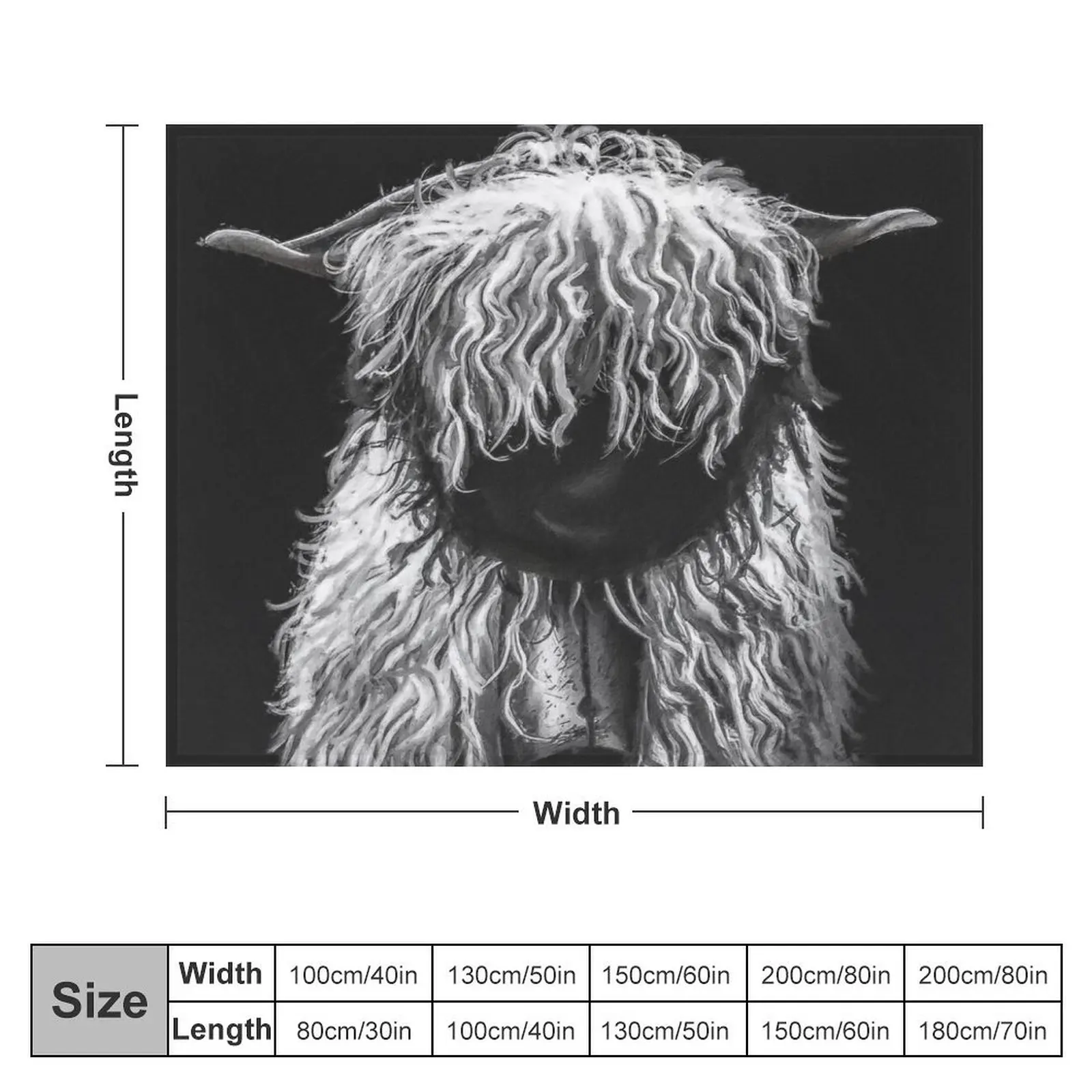 Black And White Swiss Valais Blacknose Sheep, FluffyValais Blacknose Sheep Art, Cute Swiss Sheep Farm Animal Portr Throw Blanket