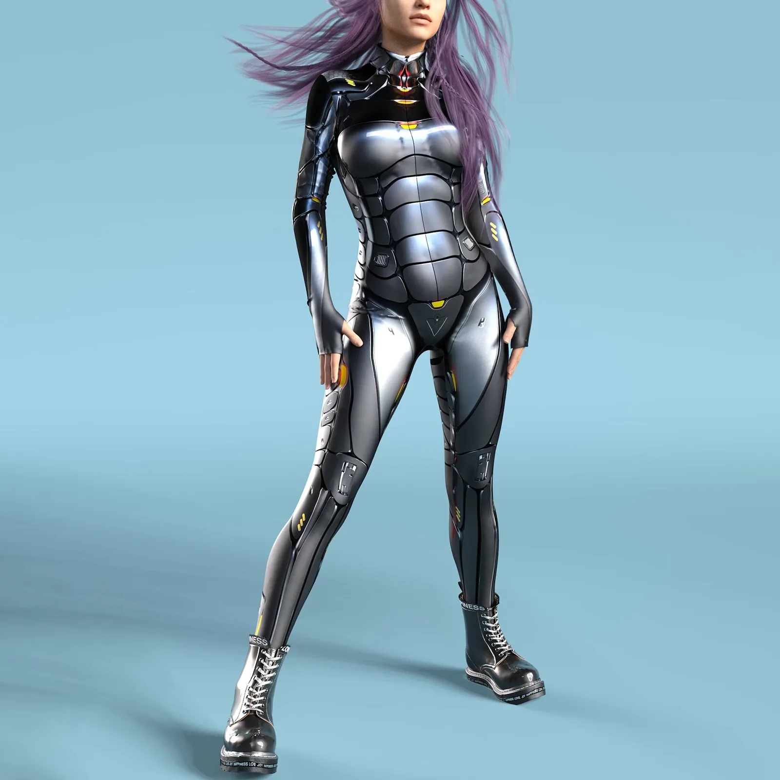 

IOOTIANY Women Skeleton Robot 3D Printing Bodysuit Zipper Back Halloween Costume Full Body Bodysuit Womens Body Suits Tops Dress