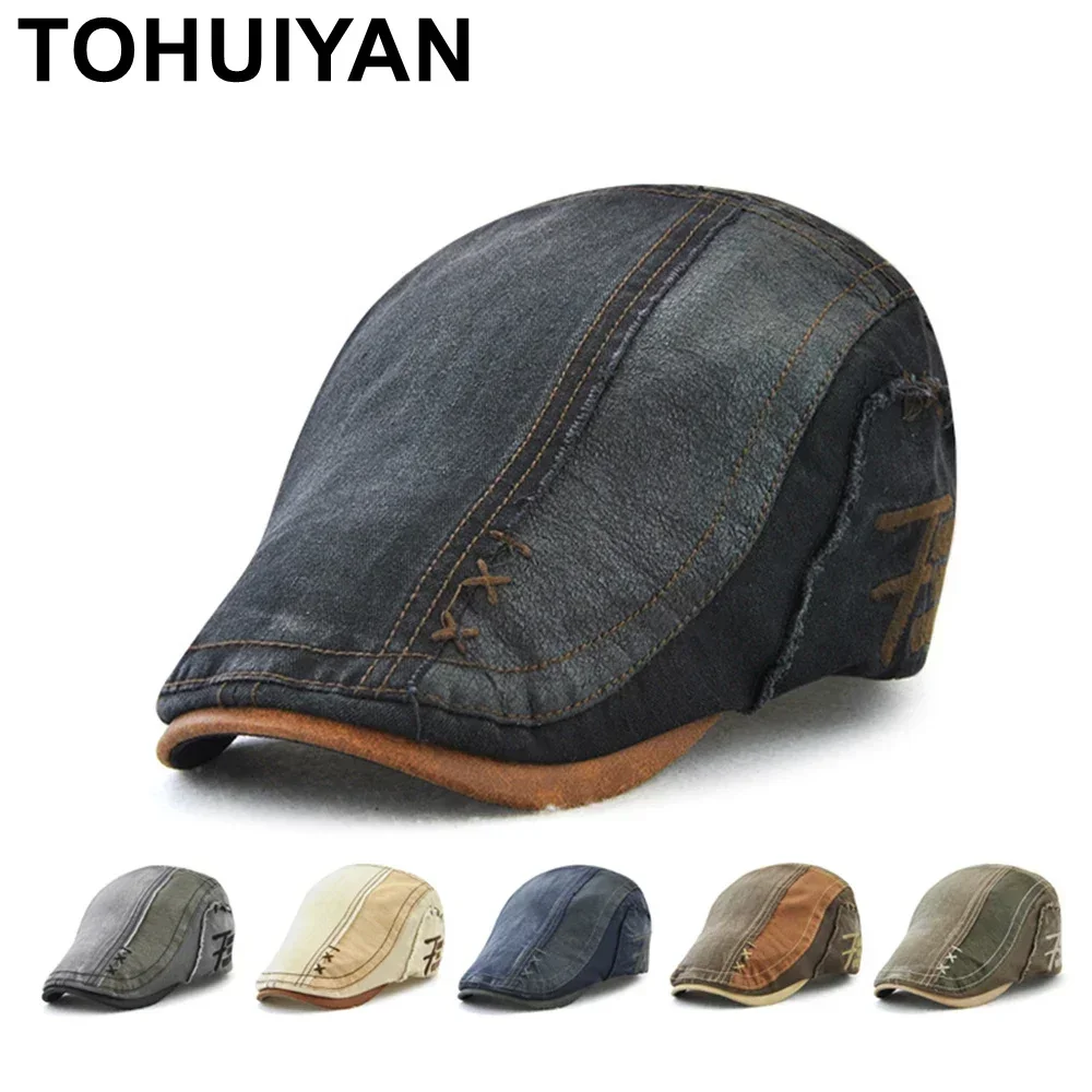 TOHUIYAN Classic Newsboy Cap For Men Vintage Cotton Gatsby Caps Casual Baker Boy Hat Women Fashion Boinas Duckbill Cabbie Hats