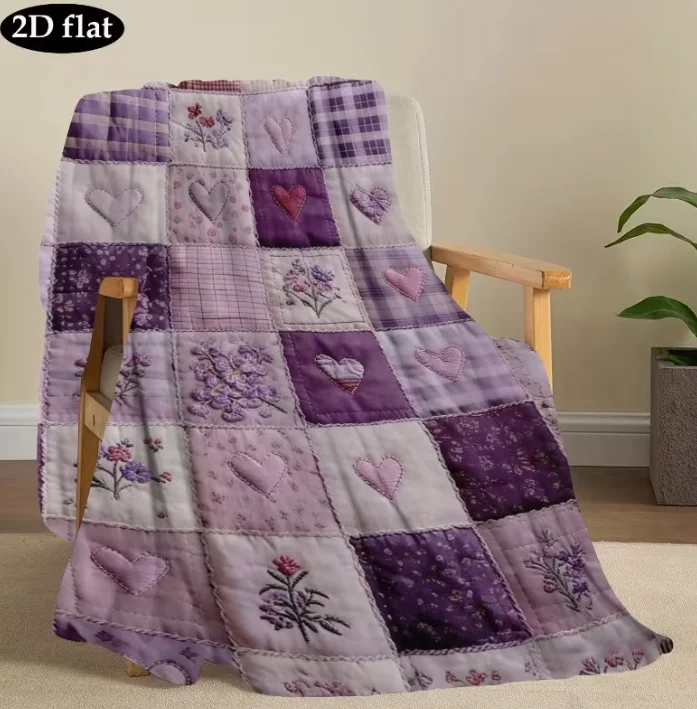 Farbenfrohe Patchwork-Blumen-Quiltdecke, Weiche Polyester-Wurfdecke mit Modernem Geometrischem Muster für Ganzjahres-Komfort, Ideal für Wohndekoration – Detail 9