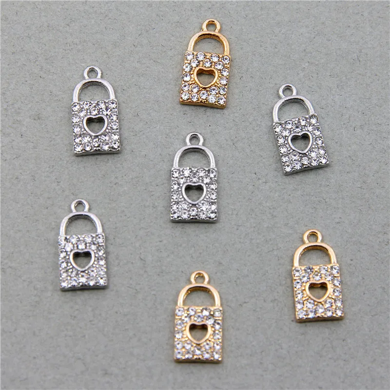 50 قطعة 17*8 مللي متر قفل مطعمة الراين الزينة لامعة اللؤلؤ الماس الكريستال سبيكة قلادة مجوهرات الرقبة الأساور