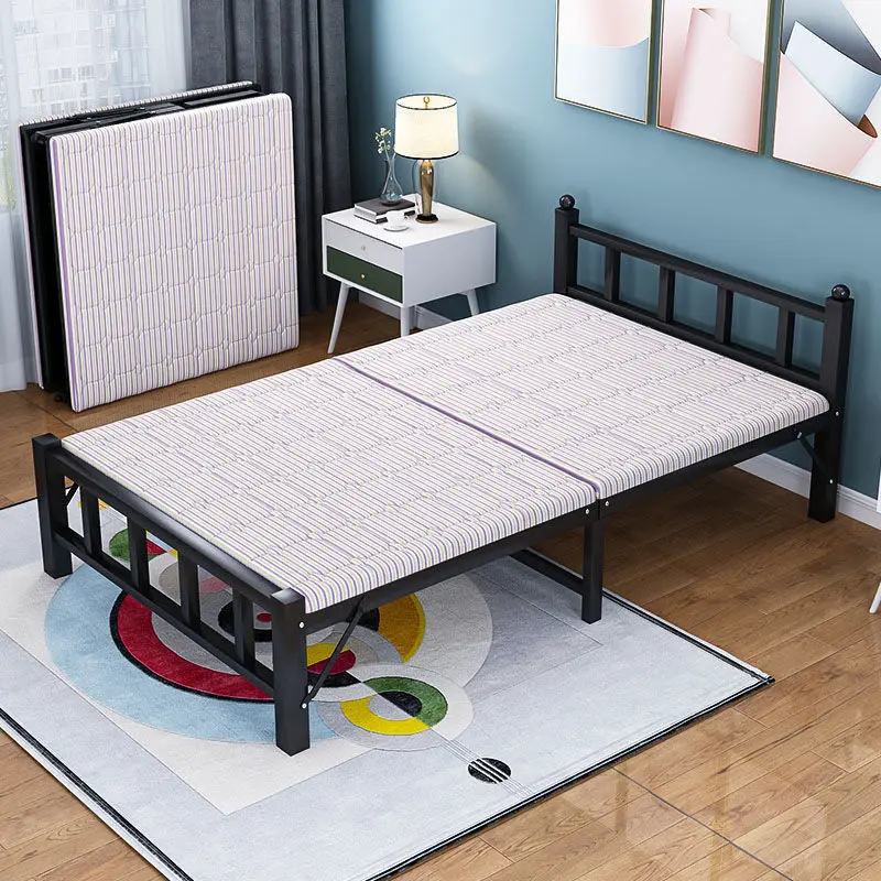 Portable Folding Bed Office Lunch Break Bed Simple Bed Economy Single Iron Rental House Household Wooden