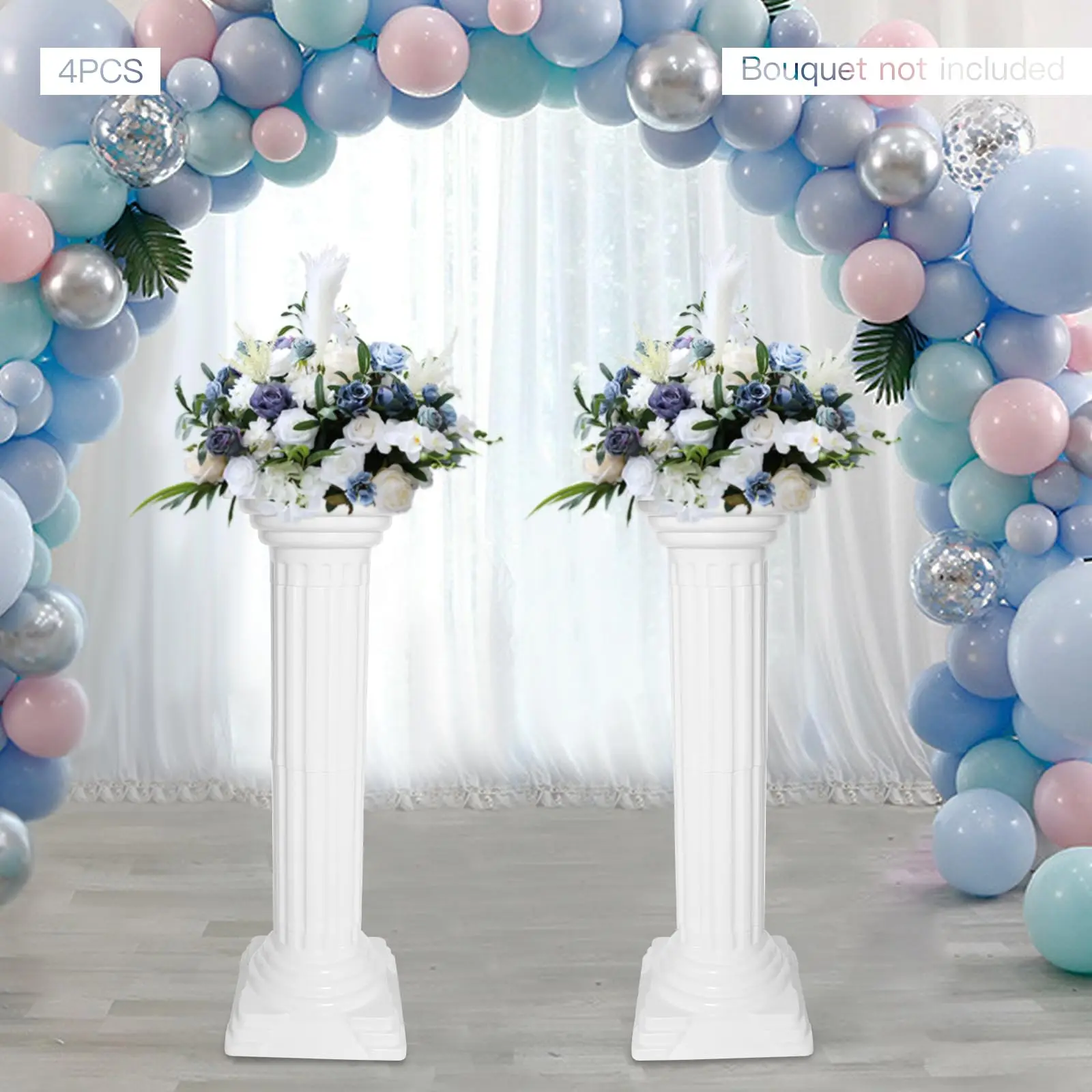 العمود الروماني للزفاف، 4 تمثال العمود اليوناني 4 ذاكرة، حامل قاعدة للحفلات - مصنوع من البلاستيك - خفيف الوزن، لتزيين الأحداث