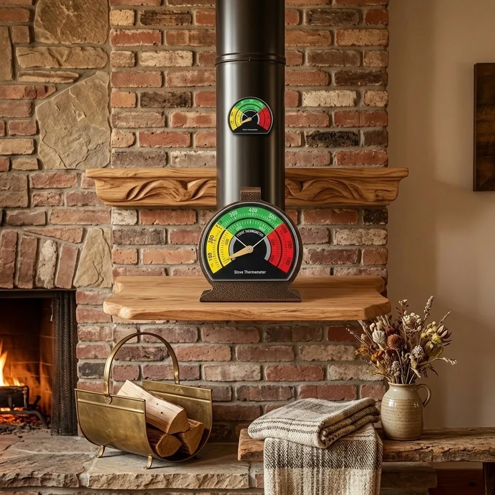 Stove Thermometer 2 Pack Magnetic Mount for Wood Burning Stoves Log Burners Gas Ovens Temperature Monitoring 85x68mm