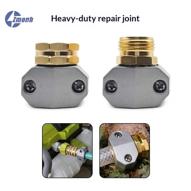 New！Zinc Aluminum 5/8-3/4 Inch Garden Hose Connector Water Pipe Repairer Male Female Connector Set With Sealing Rings