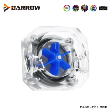 Barrow SLFV1-RGB Acrylic Water Flow Meter LRC2.0(5v 3pin) Lighting System Multiple Blade Colors