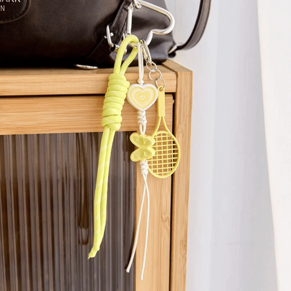 Girl Heart Braided Rope Keychain Hand-Woven Handmade Heart-shaped Bag Pendant Ornament Anti-Lost Star Bowknot Key Chain