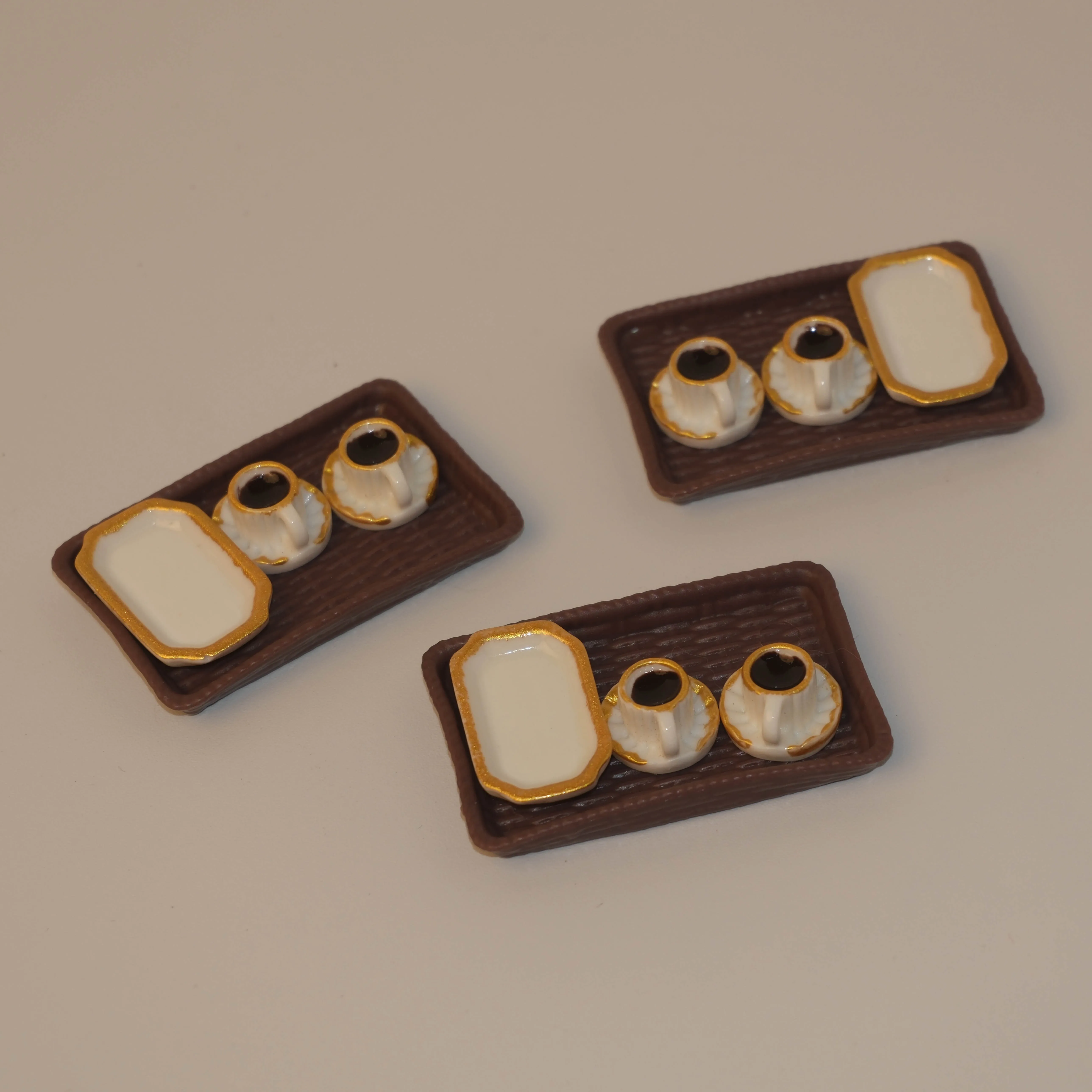 2 Set Miniature coffee cup set, simulated mini coffee cup, doll house kitchen scene accessories, home decoration pieces