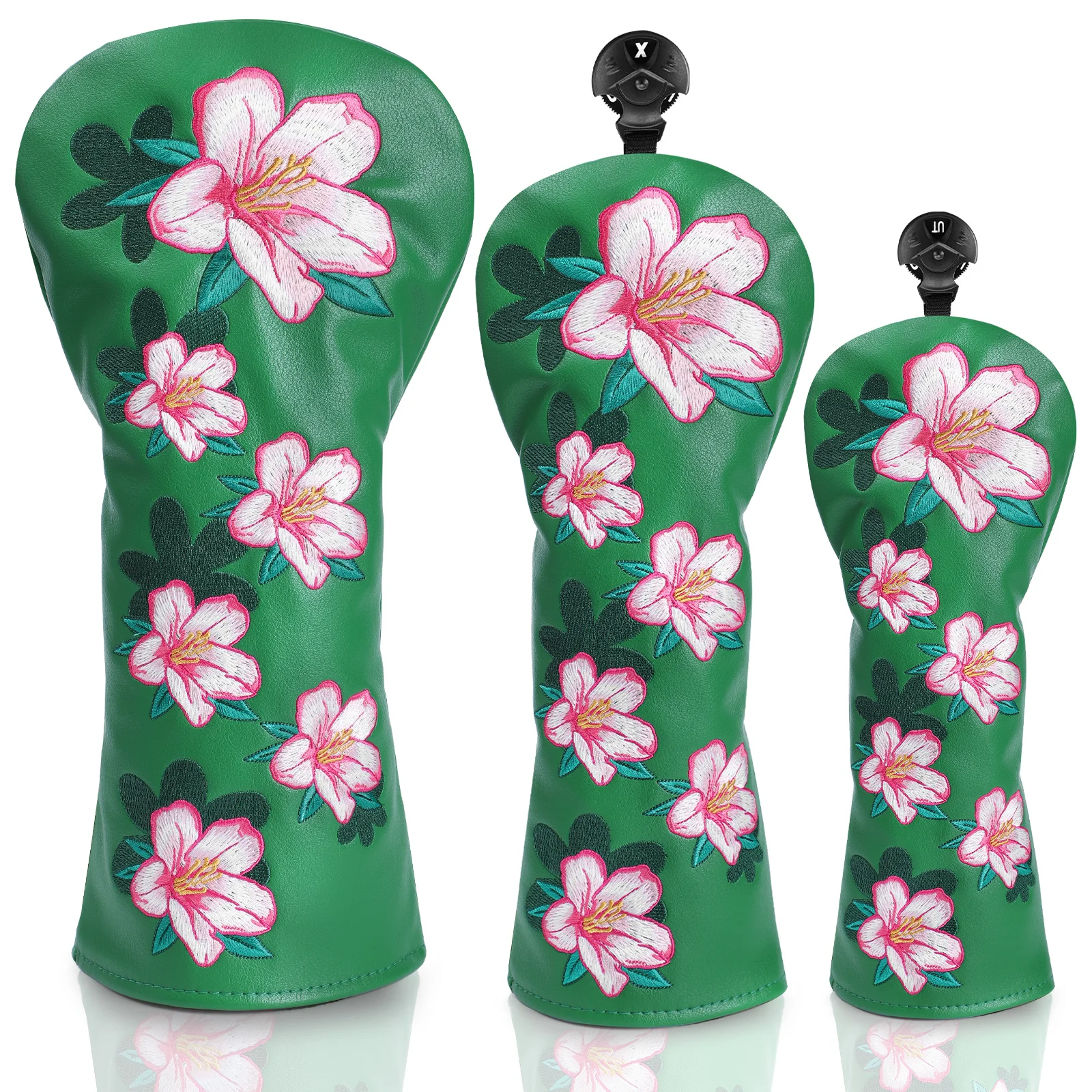 Fundas para Palos de Golf Azalea, Fundas de Cuero Verde para Driver, Fundas para Madera de Fairway e Híbridos con Etiquetas Intercambiables, Pr
