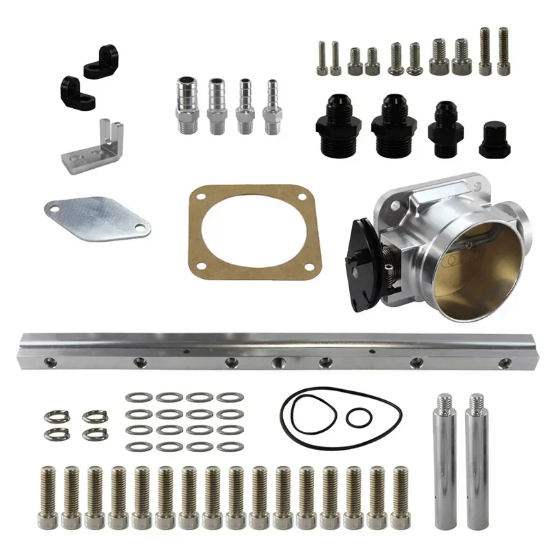 

w/Fuel Rail 90mm High-Flow Intake Manifold Throttle Kit For Toyota Supra Chaser 2JZ-GE Black/SIlver