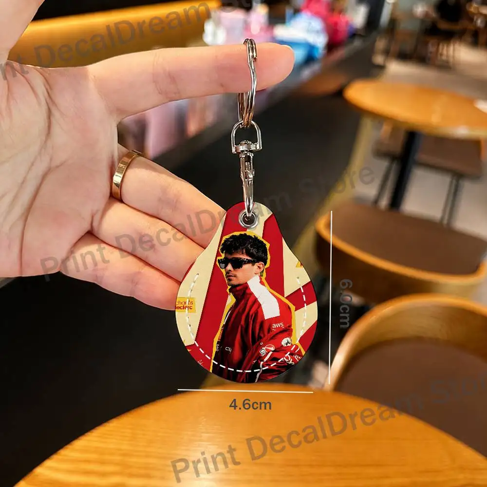 C-Charles L-Leclerc Leather Card Holder Keychain Key Ring Door Lock Access Tags ID Card Access Card  Air Tag Case Keychain image 5