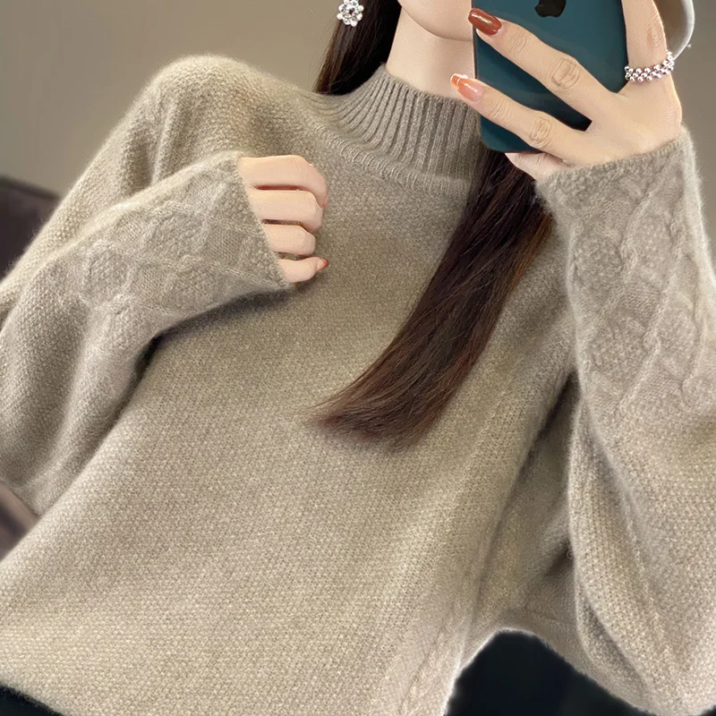 Maillard autumn and winter 100% pure sweater thickened new explosions turtle neck loose solid color bottoming sweater.