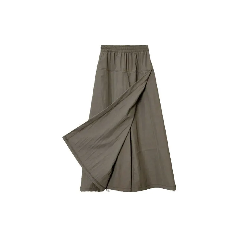 XIZOU High Waist Thin Wide Leg Workwear Skirt Pants Women's Summer Casual Loose Fit Korean Sle Nine Points Polyester Fiber