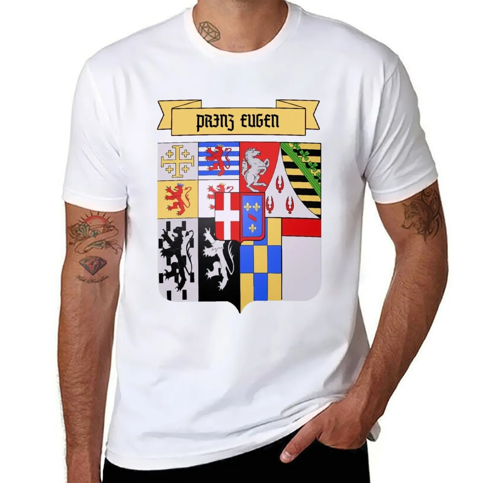 

Prinz Eugen Admiral Hipper-class heavy Cruiser t-shirt with banner T-Shirt cotton tshirt 100% T-Shirt