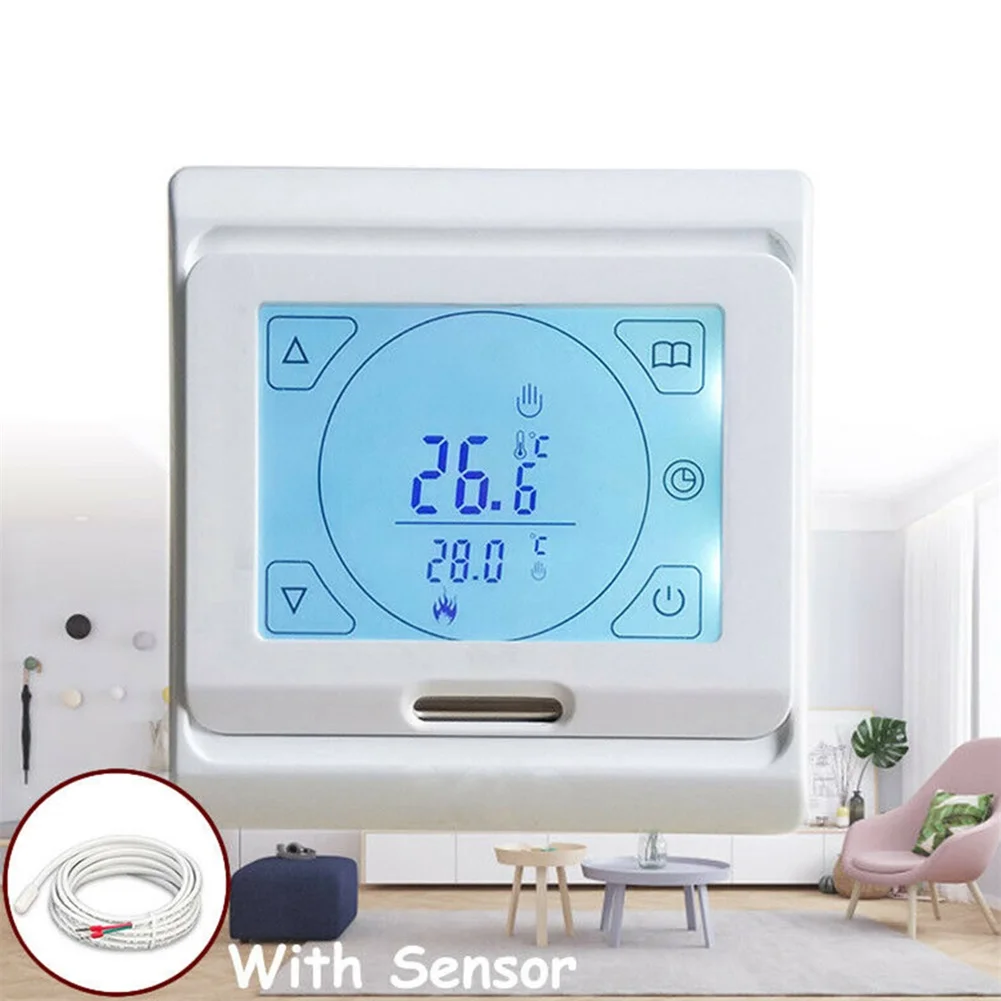 Smart Home Thermostat White Touchscreen Programmable Thermostat Temperature Remote Controller For Underfloor Heating With Sensor