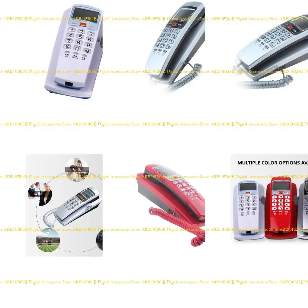 E21E Wall Mountable Corded Phone with Caller Display Last Number Redial Multiple Color for Efficient Hotel Management