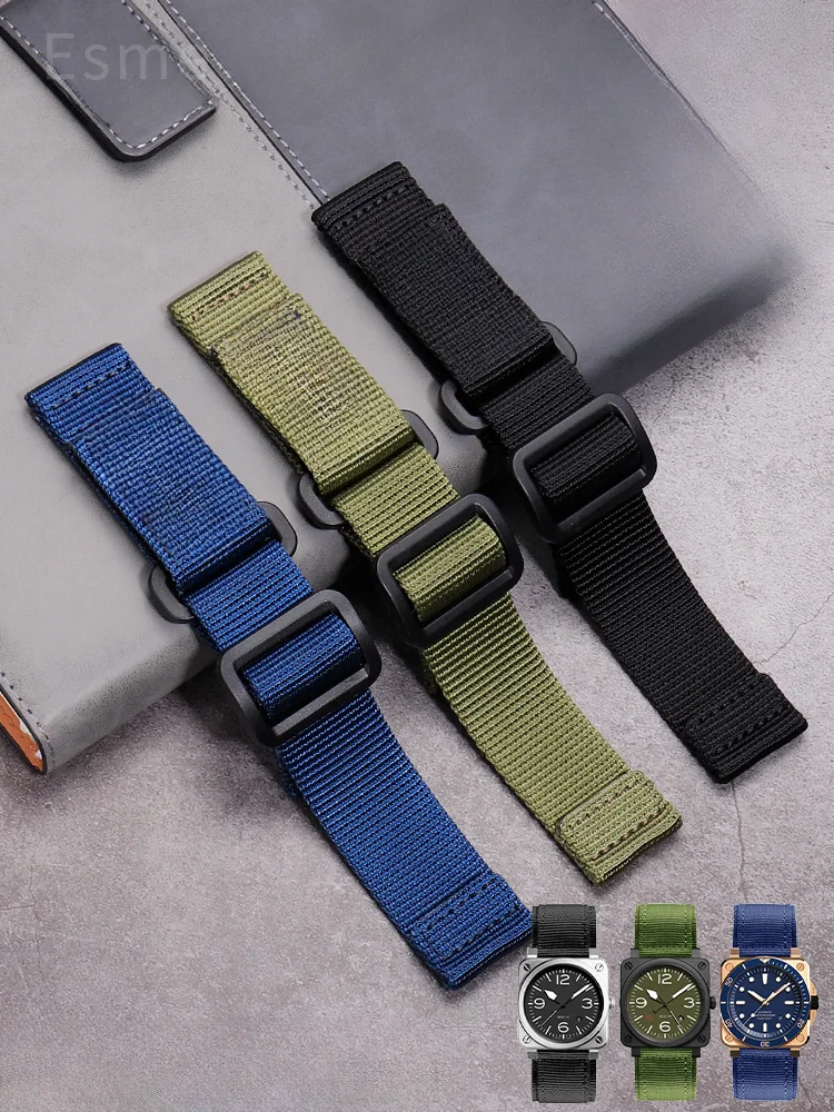 Hook and Loop Pastener Nylon Canvas BR Watch Strap for Men for Panerai Bell&Ross, Hamilton Waterproof Strap 20 22 24mm