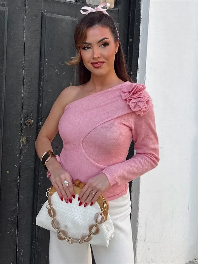 

Tossy Floral Knitwear Pullover Vest For Women Patchwork One-Shoulder Hollow Out Slim Cropped Y2k Top Female Knit Sweater Vest