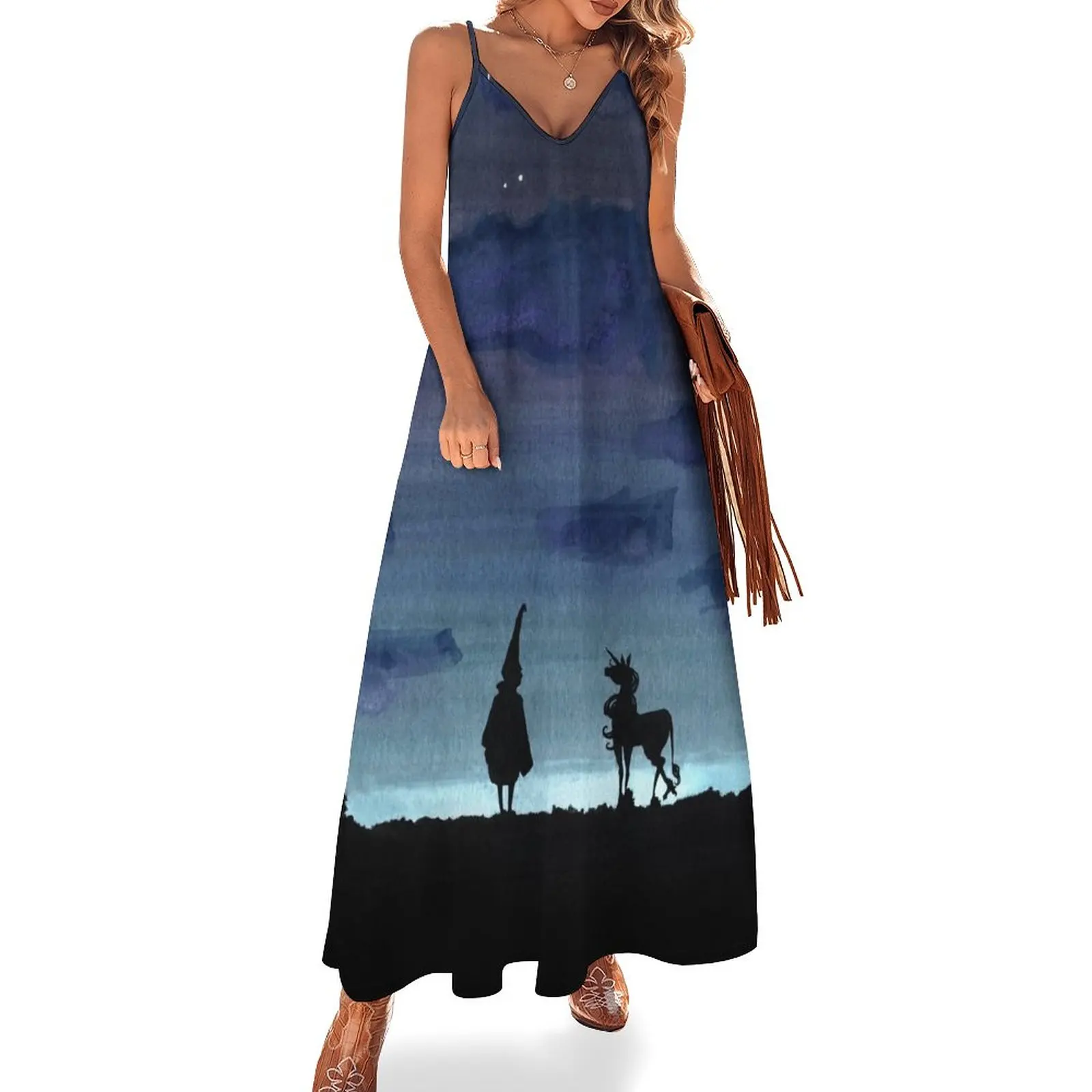 

A Lady and a Wizard Sleeveless Dress womens clothing Dresses