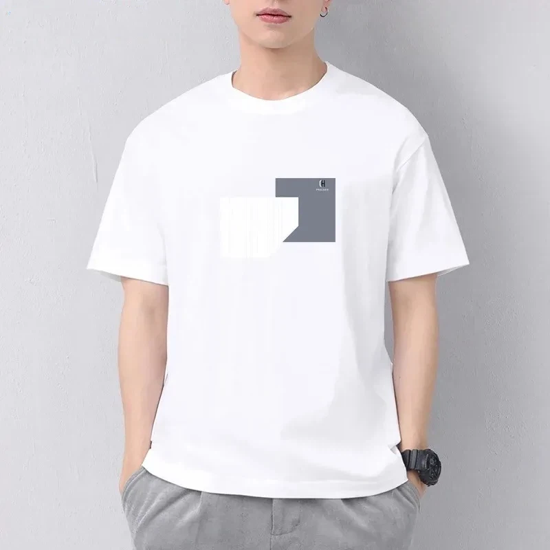 Modern Minimalist Geometric Print Men's Casual T-Shirt With Soft Comfortable Fit For Everyday