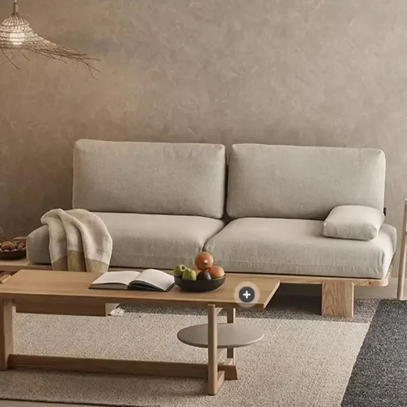 

Modern Italian Living Room Sofas Beige Designer Minimalist Armchair Sofas Lounges Nordic Wooden Canape Salon Home Furniture