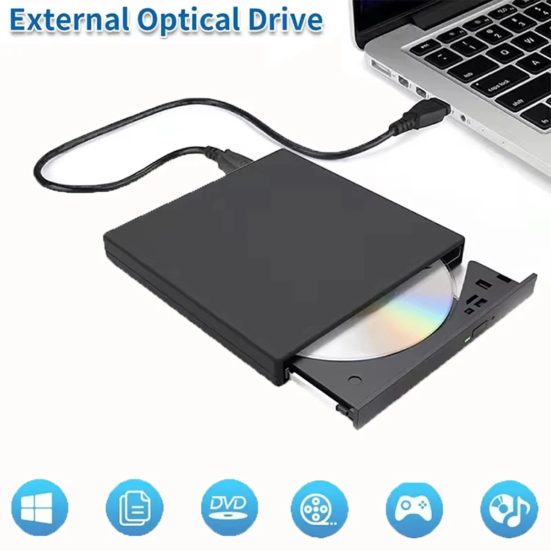 Lector de CD DVD externo USB Unidad de CD/DVD/CD-RW Unidad de disco externo USB CD-ROM DVD-ROM óptico para ordenadores portátiles PC de escritorio grabadora de DVD