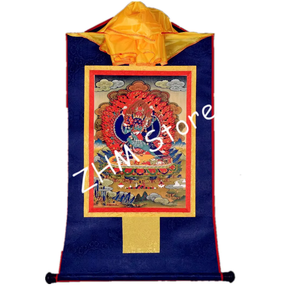 

Tibetan Gilding Buddhist The Great Vajra Statue Buddha Exquisite Fengshui Wall Hanging Decorate Thangka for Home/Office/Altar