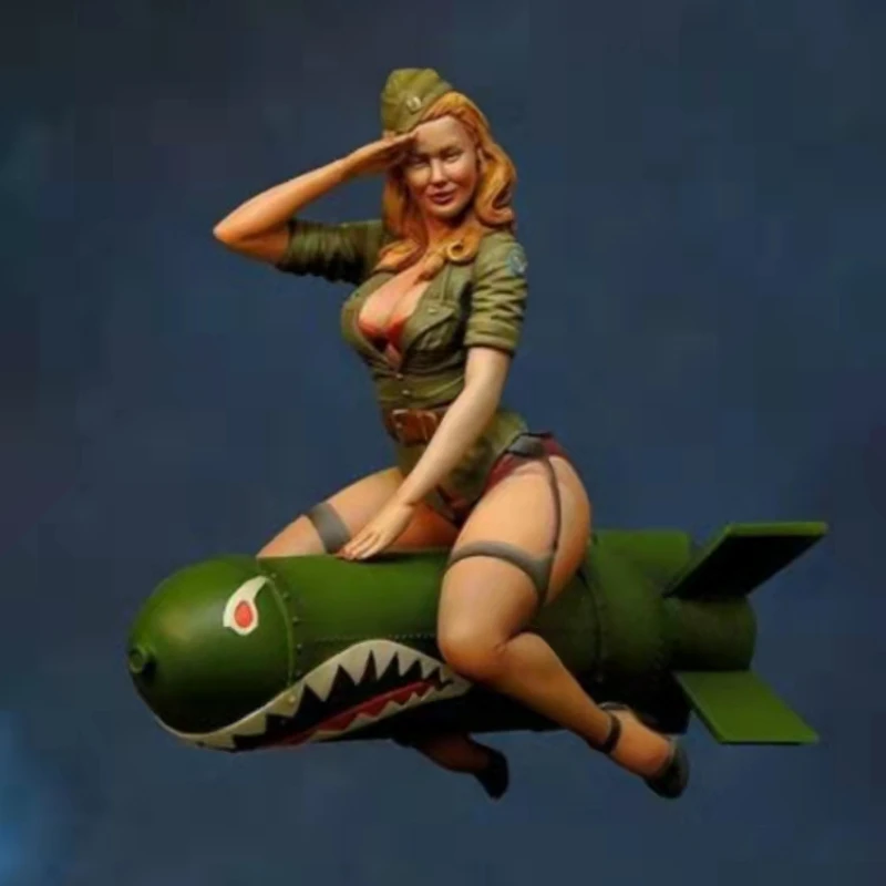 

90mm Scale Female Soldier Resin Figure Model Kit Unassembled and Unpainted Toys