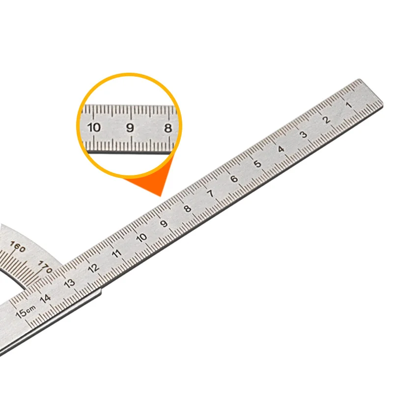 0-100mm/14mm/15mm 180 Degree Adjustable Protractor Stainless Steel Angle Gauge Round Head Caliper Measuring Ruler