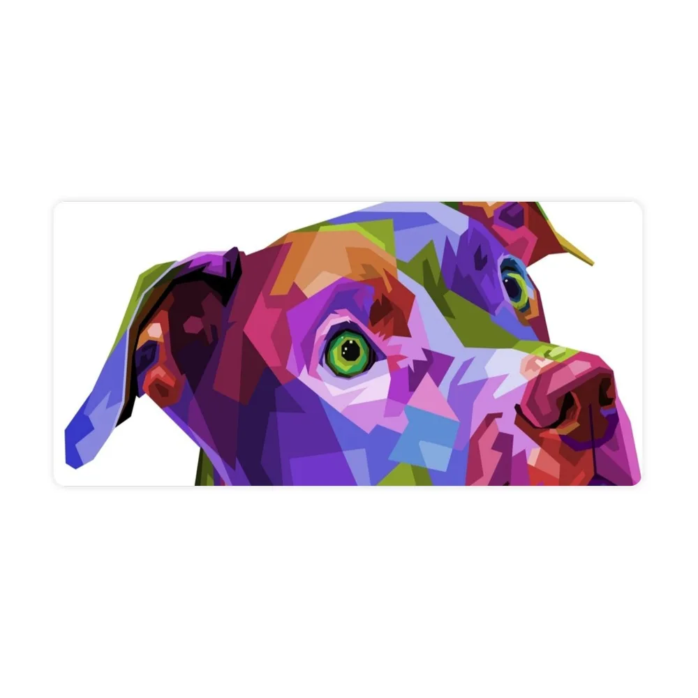 Vibrant Pop Art Geometric Dog Large Mouse Pad, Colorful Polygonal Extended Desk Mat