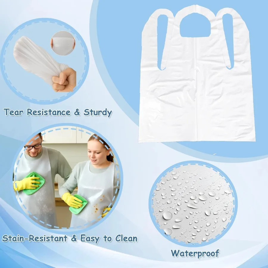 Grembiuli monouso con copertura completa del corpo realizzati in materiale plastico poli ideali per uso adulto in vari scenari come dipinto pi