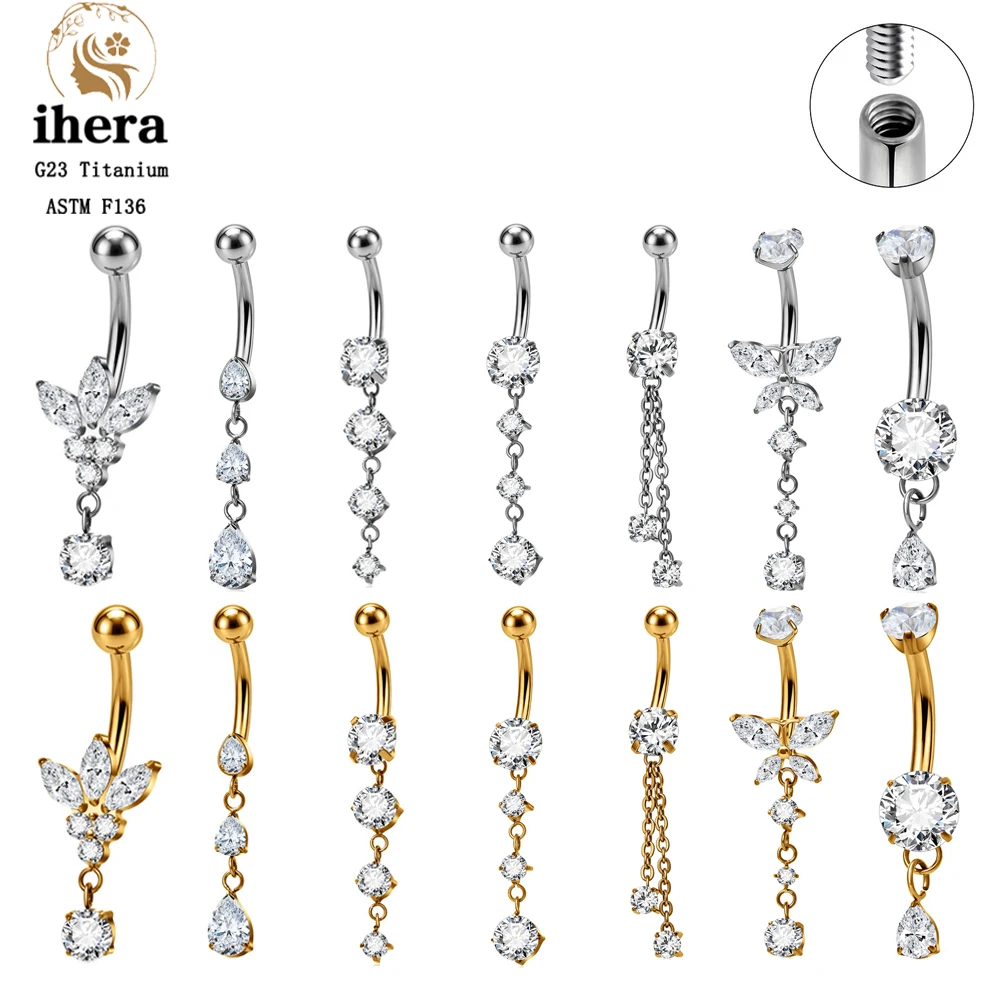 Belly Bar Titanium - ASTM F136 Titanium 14G Teardrop CZ