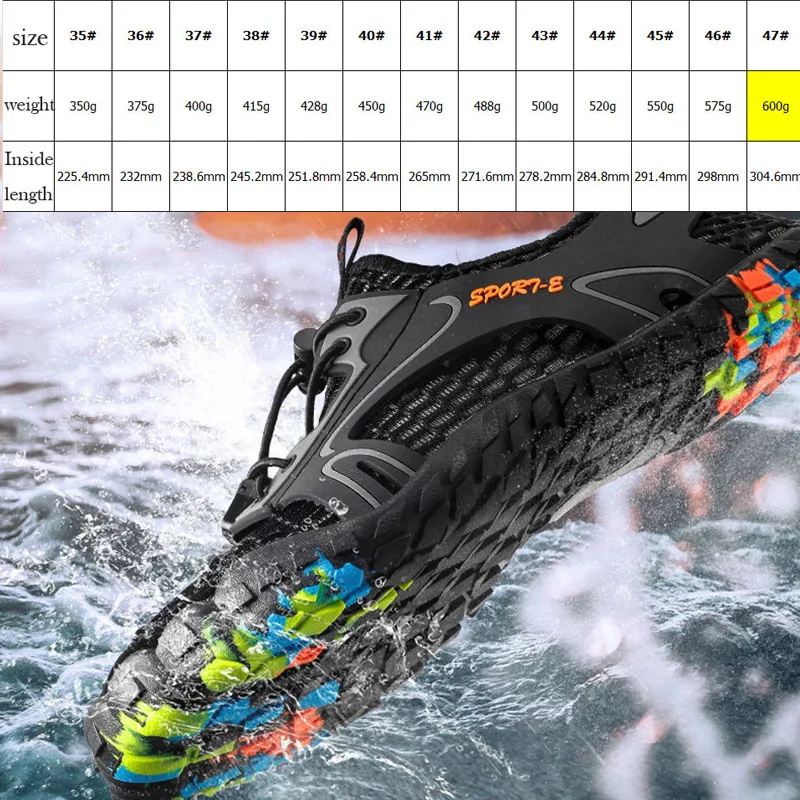 Summer Wading Hiking Shoes for Men Outdoor Man Sneakers Breathable Quick Drying Sports Trekking Beach Barefoot Mens Shoes