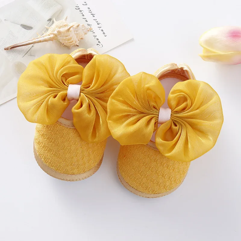 Newborn Baby Shoes New Born Silk Bow First Walker Shoes Girls Toddler Kids Soft Sole Footwear Shoe Baby Girl Shoes