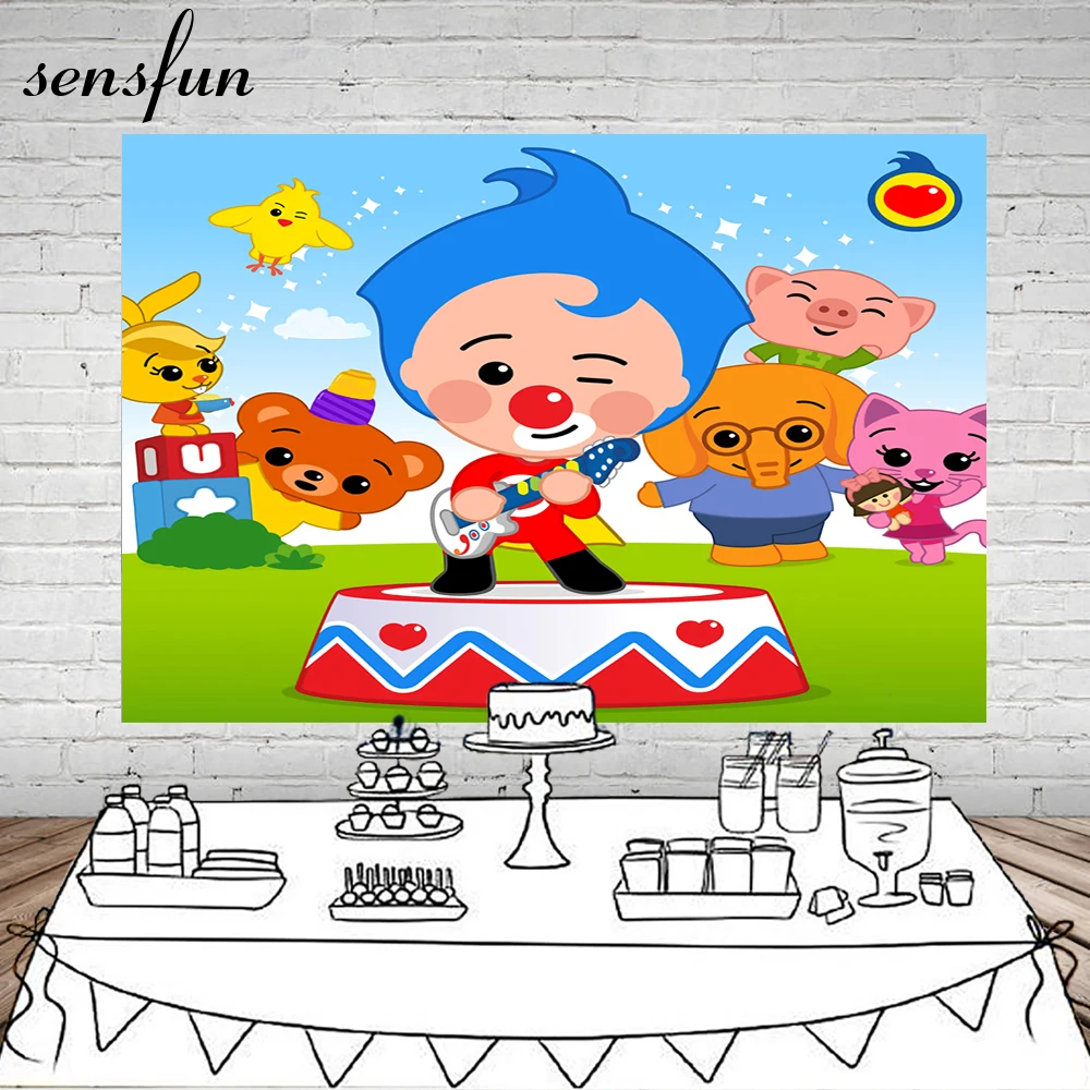 Plim-telón de fondo para niños, fotografía de fiesta de primer cumpleaños, Fondo de foto de cerdo de dibujos animados, decoración de pancarta de