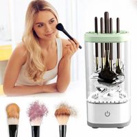 Automatic Electric Makeup Brush Cleaner Multipurpose 3 in 1 Cleaning Brush Washer Rotary Visible Makeup Brush Washing Machine