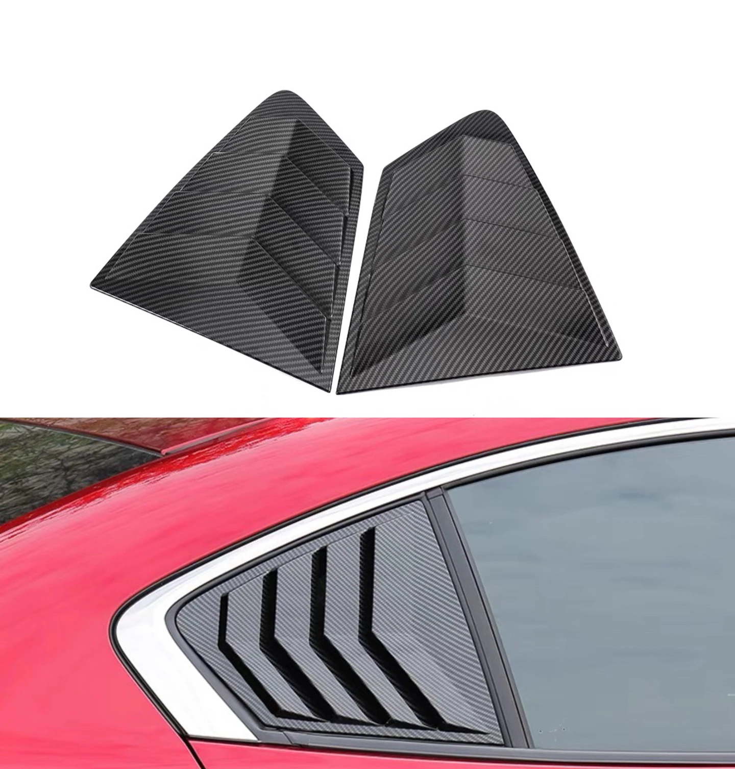 

Car Rear Louver Window Side Shutter Cover For Mazda 3 Axela Sedan 2020 2021 2022 Trim Sticker Vent Scoop ABS Carbon Fiber Black