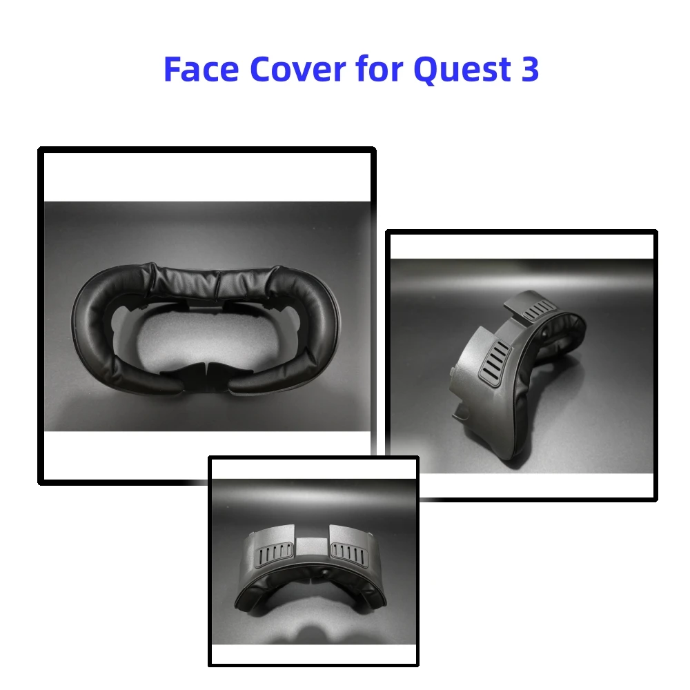 VR Face Cover for Quest 3 PU Leather Black Comfort Mask Replacement Accessories