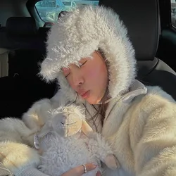 Women's 2024 New Winter Plush Thickened Plush Bomber Hat Korean Shows A Small Face Blogger The Same Flying Hat
