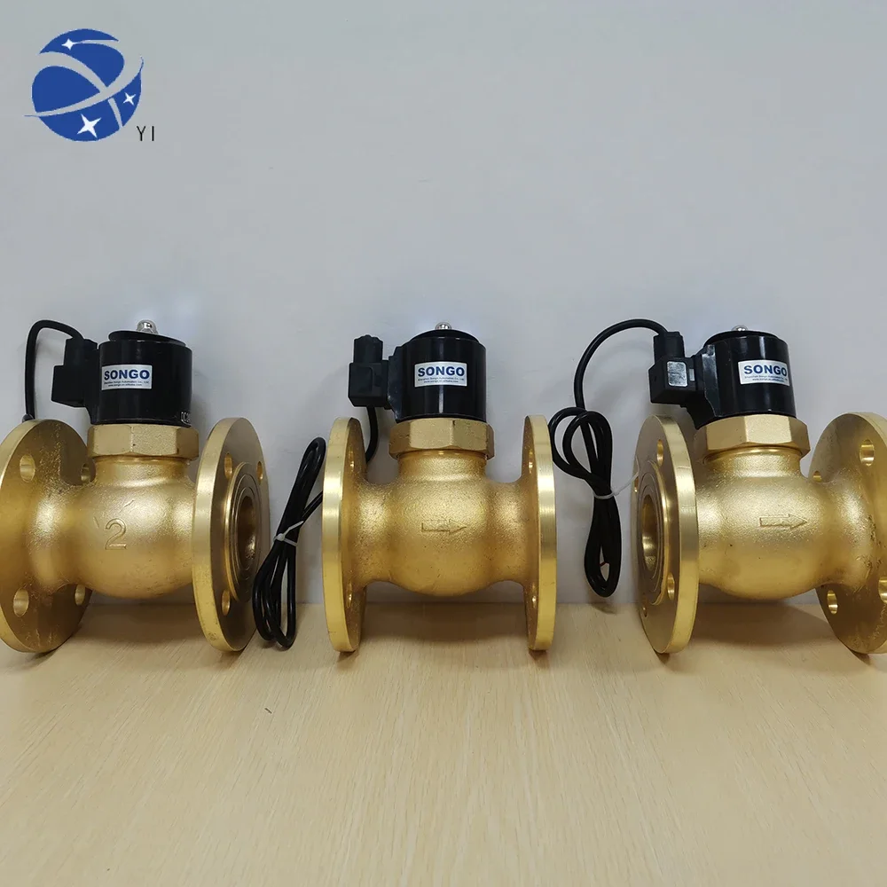 YUNYI 16bar ip68 high pressure 2 way 24VDC normally close brass flange solenoid valve for steam