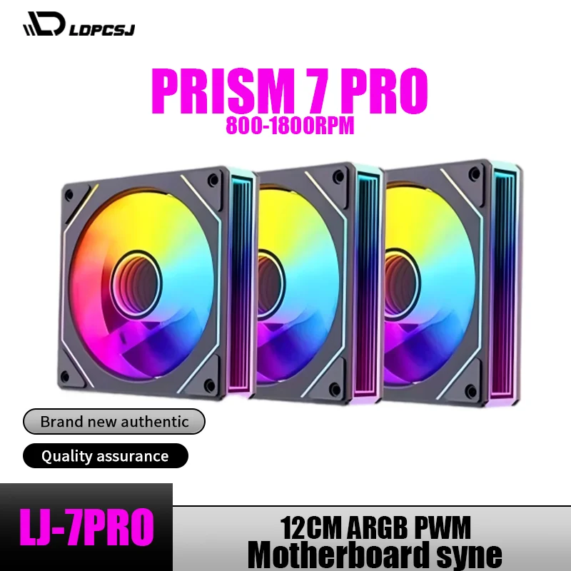 พัดลมเคสคอมพิวเตอร์ LDPCSJ Prism 7 PRO ARGB ขนาด 120 มม. ดีไซน์กระจกอินฟินิตี้ ซิงค์ไฟเมนบอร์ด 4PIN PWM พัดลมระบายความร้อนซีพียู
