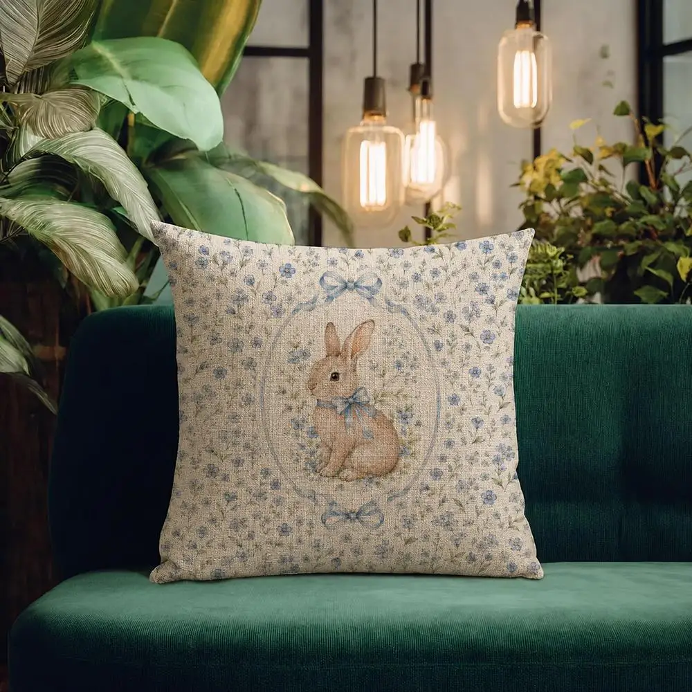 Character Peter Rabbit Cushion Cover Natural Linen Pillowcase Set All-in-One Decor Cushion Cover for Sofa Bedroom Chair