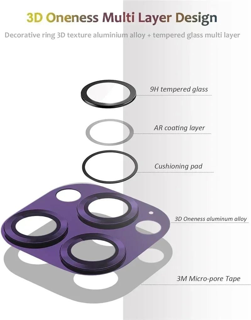 Protezione in vetro per obiettivo della fotocamera in metallo per IPhone 14 13 Pro Max 12 Mini 14 Plus 14Pro 13Pro 12Pro i14 accessori per copriobiettivo in vetro