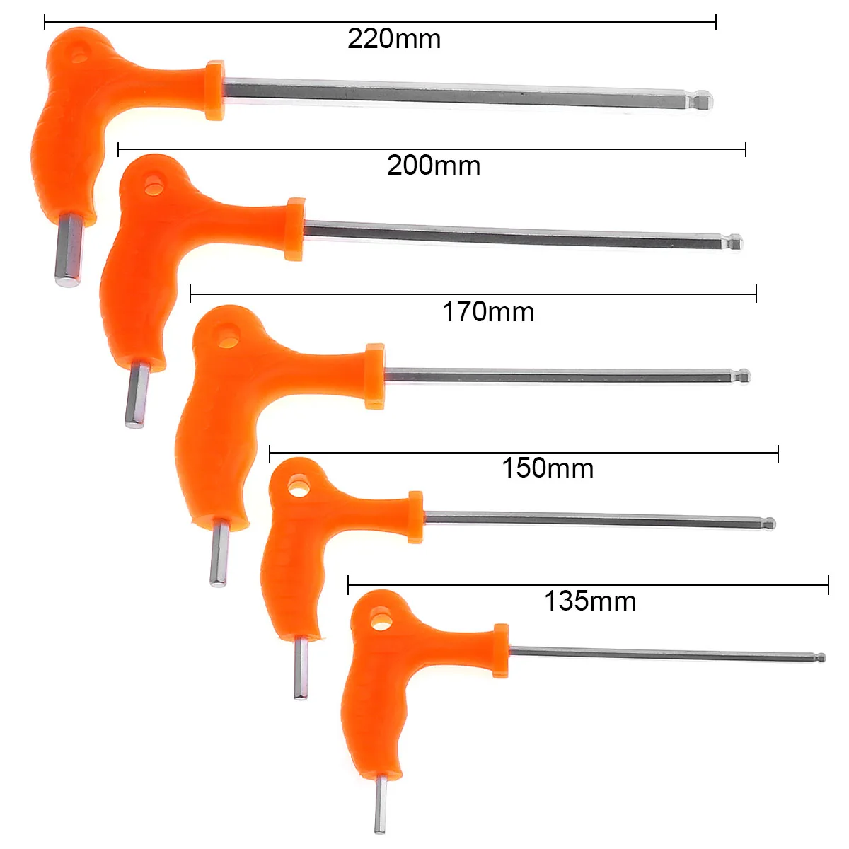 3/4/5/6/8mm T-type Crutch Allen Wrench with Ball Head and Plastic Handle for Home / Office / Site