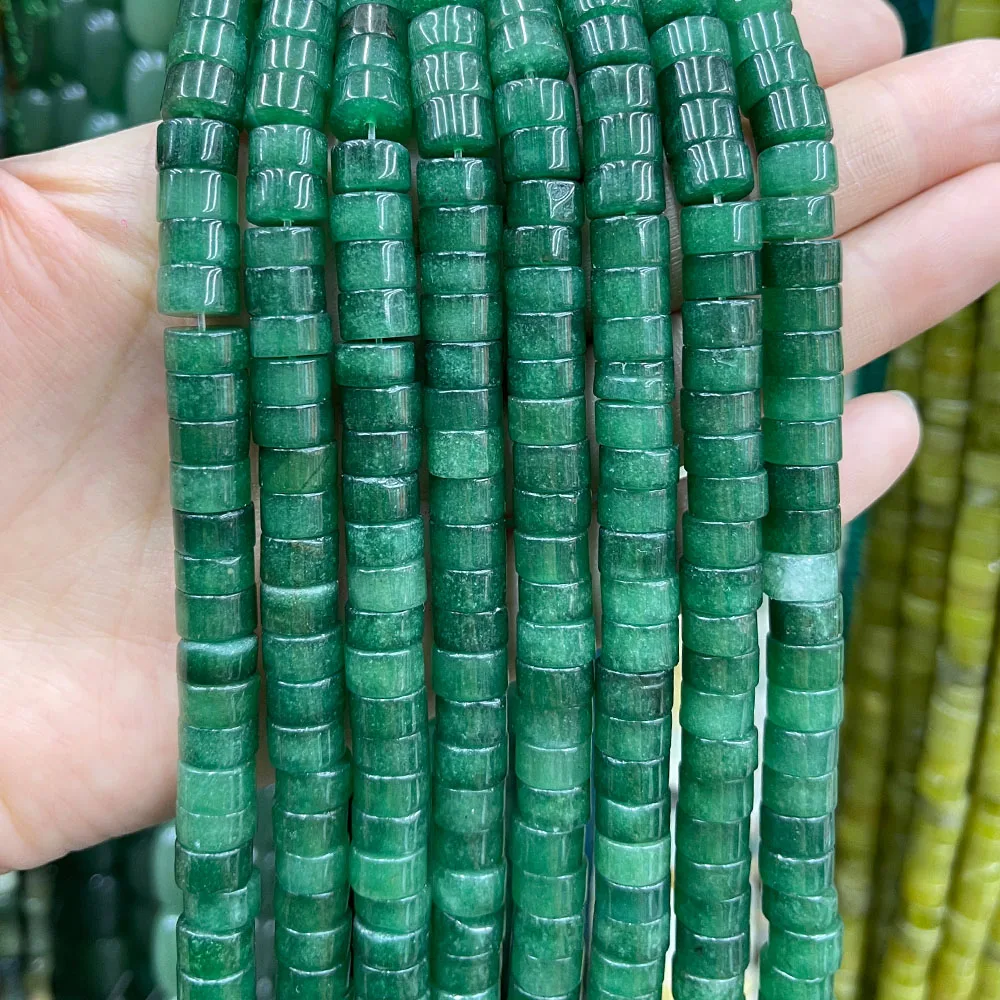 Natural Green Aventurine 5x8mm Small Flat Round Abacus Wheel Beads Disc Spacer Jade Beads for Bracelet Making