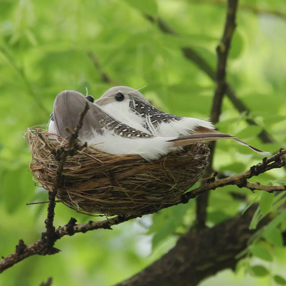 

3Sets Simulation Birds Nest Decor Coffee Realistic Home Garden Decoration Easy Install Fake Birds Nest Decor