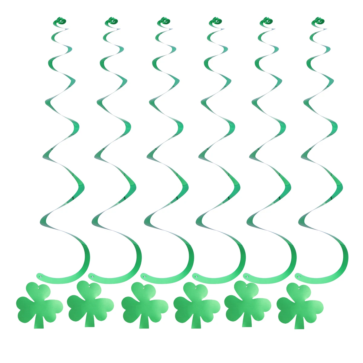 

6pcs Foiled Pvc Shamrock Clover Dangling Swirl Decorations St. Patrick'S Day Garland Banners Streamers Party Wedding Holiday
